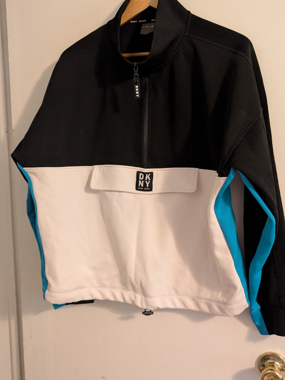 Dkny Black, White & Bright Blue Half-Zip Pullover